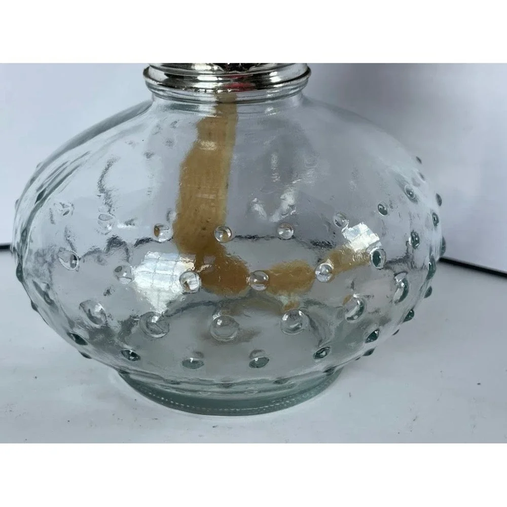 Vintage Lamplight Farms Hobnail Glass Oil Lamp‎ Kerosene Lantern Clear Hurricane